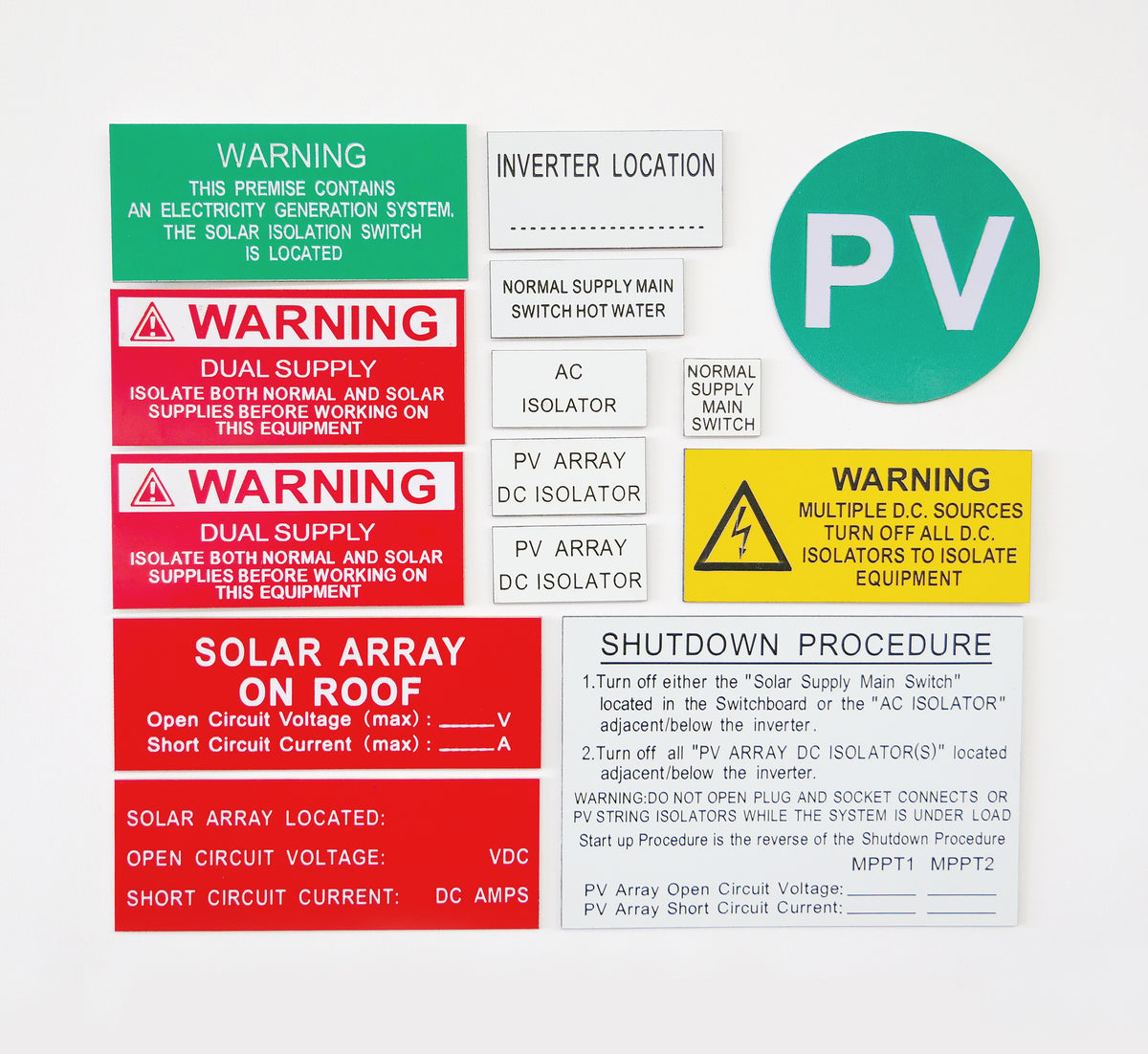 Solar PV Warning label kit