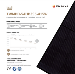 TW Solar 400W PERC Mono Half-Cell Solar panel [Full-Black Module]