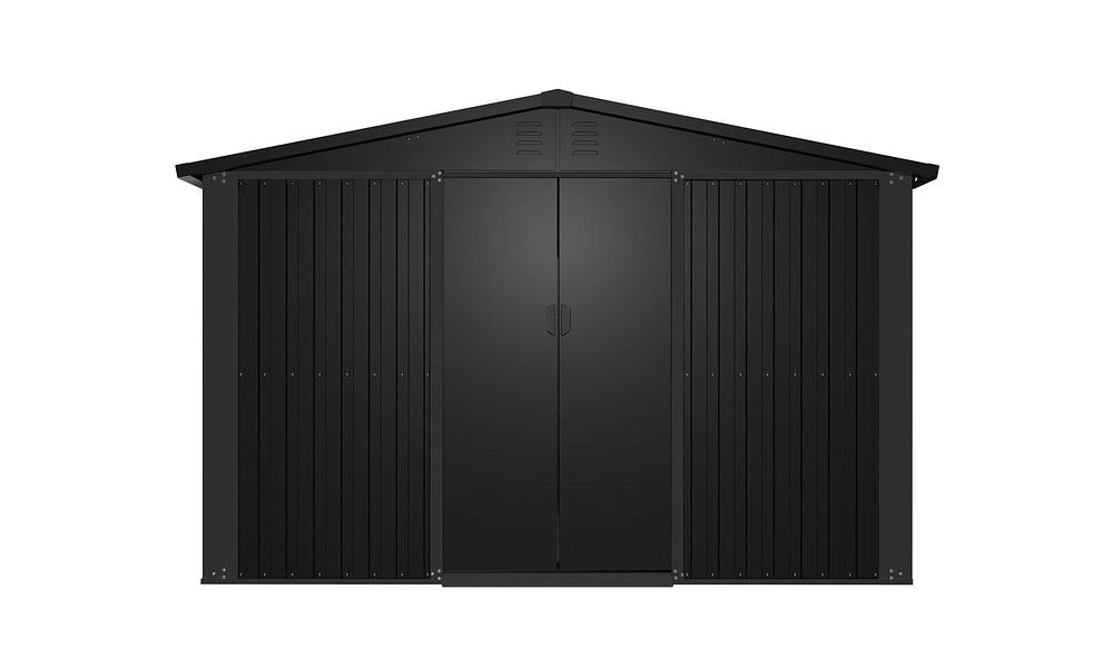 2.4m x 1.8m Galvanised Steel Garden Storage Shed | Weatherproof Outdoor Shed with Sliding Doors