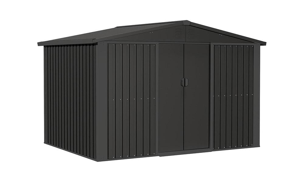 2.4m x 1.8m Galvanised Steel Garden Storage Shed | Weatherproof Outdoor Shed with Sliding Doors