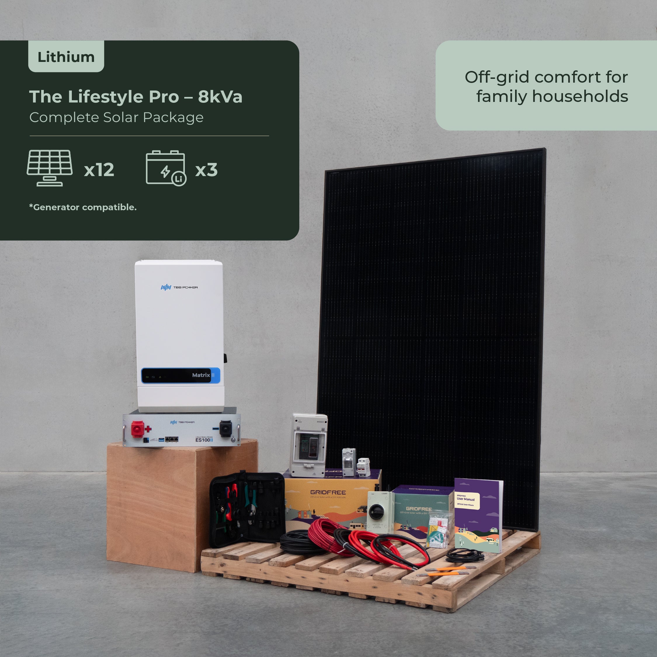 Powerful, expandable off-grid system for full-time living in larger properties.