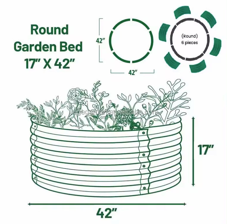 Raised Garden Bed 17'' Tall Round - Galvanised