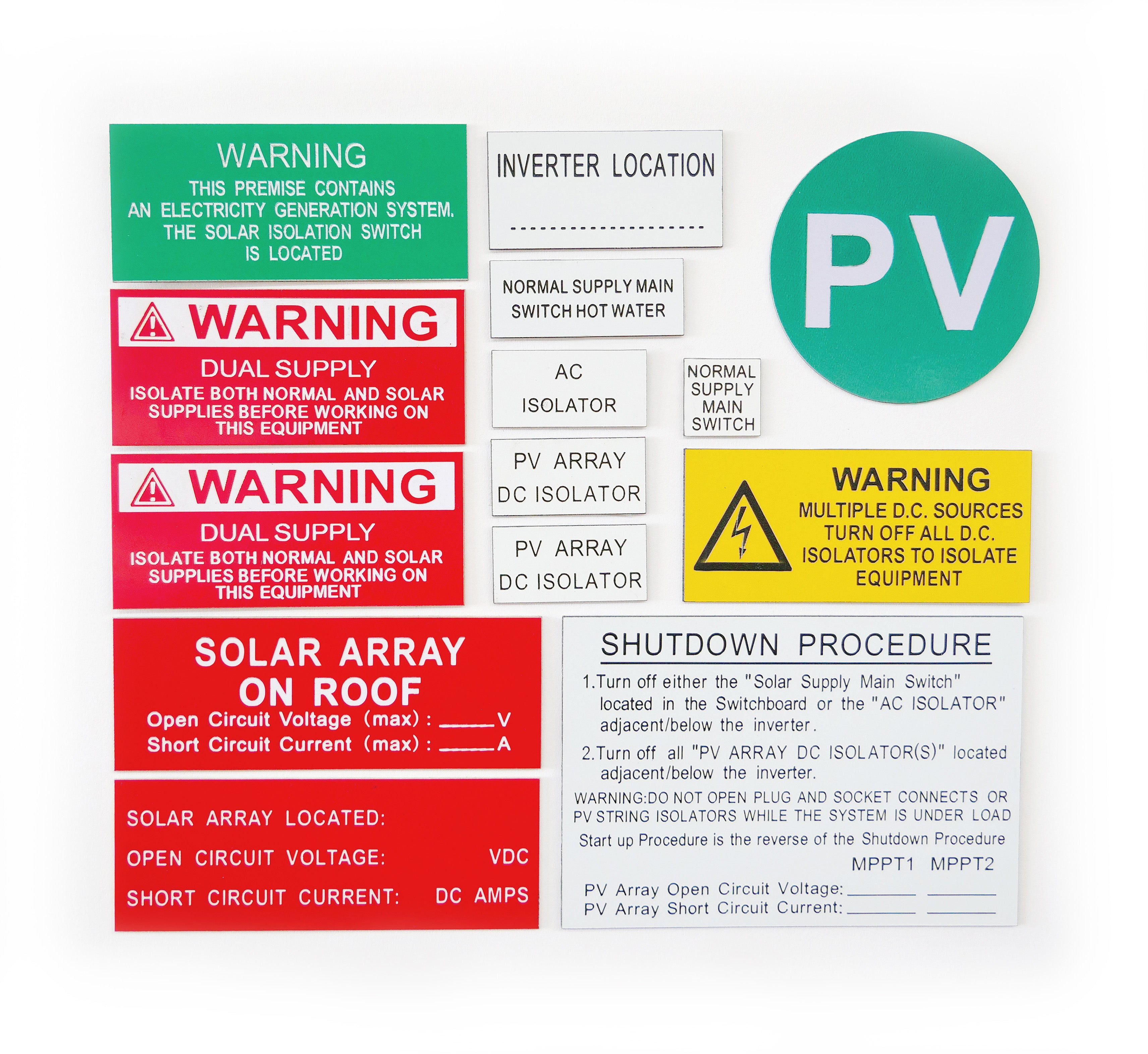 Solar PV Warning label kit – GridFree®