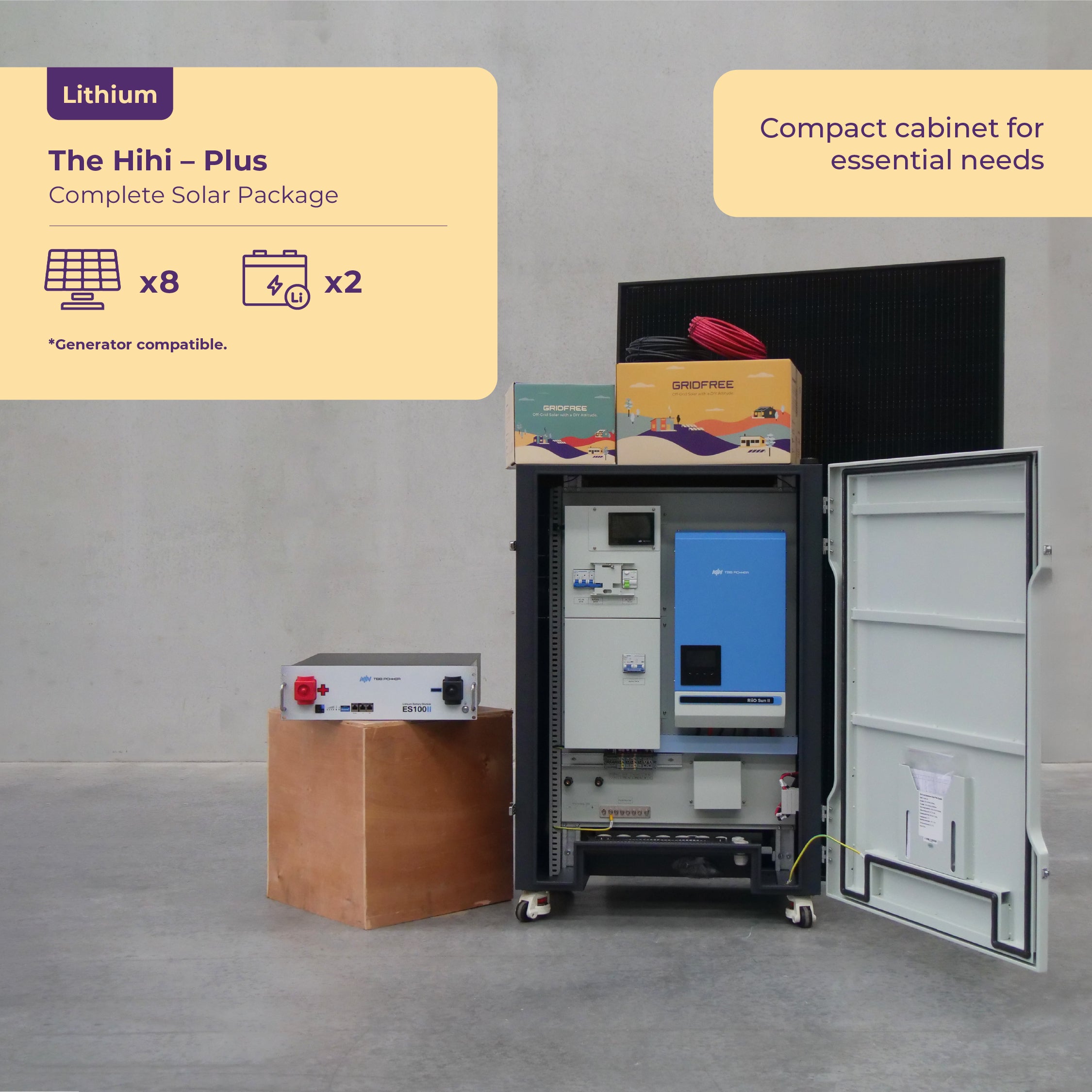 Simple solar cabinet for lights, devices, and small appliances