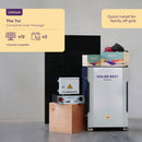 Fast-install, all in one cabinet off-grid solar for family homes 