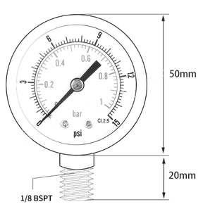 Pressure gauge - BSPT 1/8'' 0-20 Bar